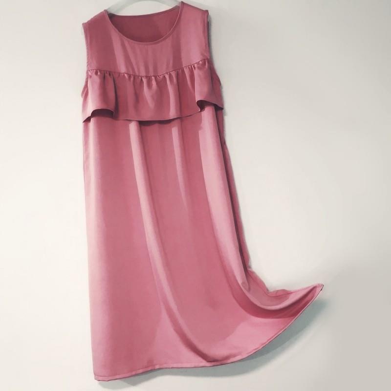 棉绸睡裙连衣裙丝戴尔真丝绵绸纯色防凸点无袖连衣裙家居服夏季女
