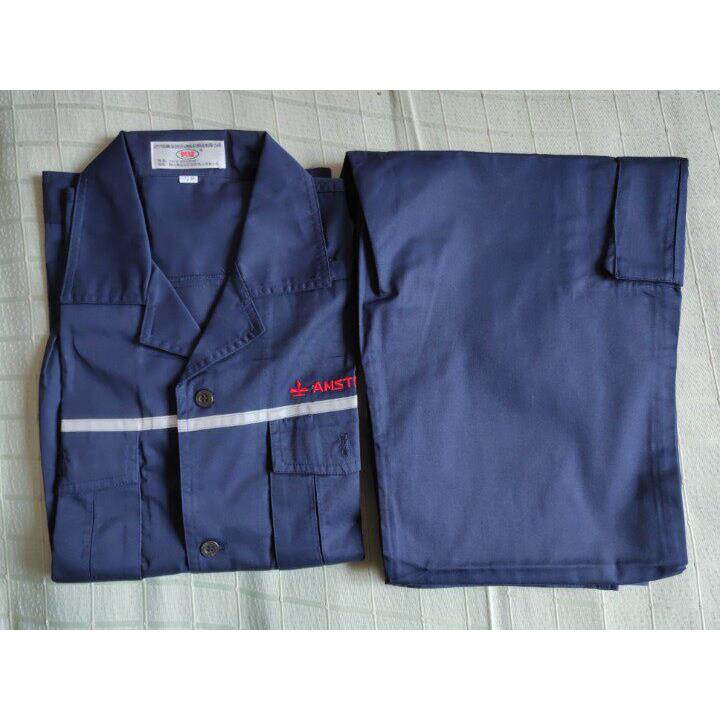 鞍钢春秋夏款蓝色劳动工作服长袖套装衣服裤子户外工人服带反光条