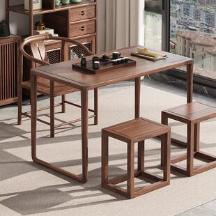 新中式乌金木实木茶桌椅组合办公室家用阳台功夫干泡茶室小茶台