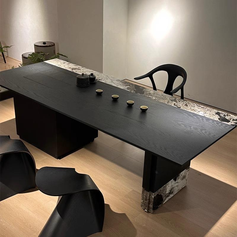 意式极简实木茶桌现代简约胡桃木轻奢茶室茶台办公室多功能泡茶桌