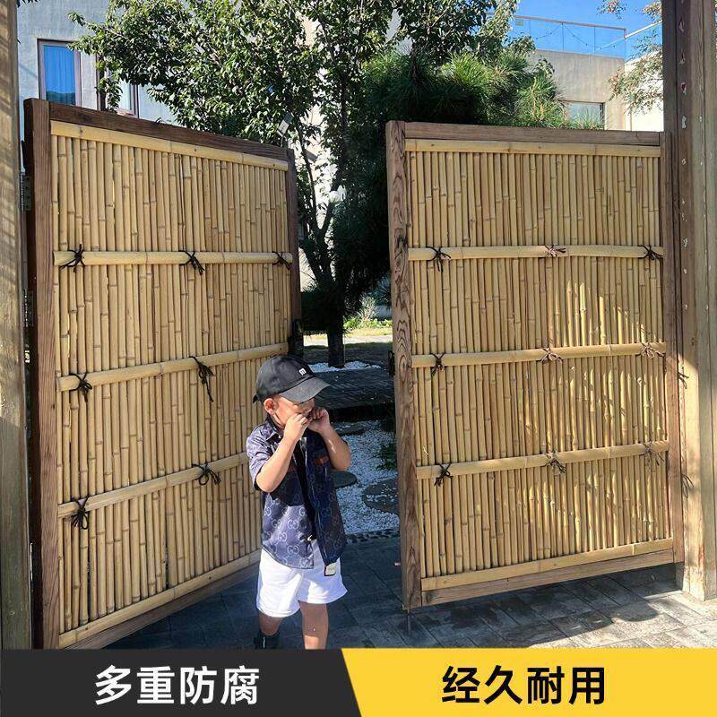 竹门户外庭院农村围栏门别墅花园入户门防腐木门竹篱笆院子栅栏门