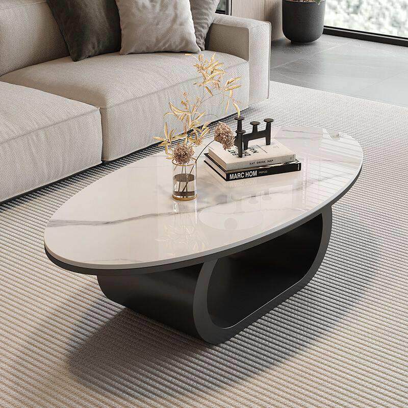 椭圆形岩板茶几现代简约轻奢极简小户型客厅家用设计创意小异形
