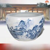 景德镇陶瓷大缸大金鱼缸手绘青花景观缸睡莲荷花花盆大庭院景观