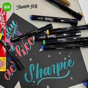 美国Sharpie锐意丙烯马克笔白色彩笔美术专用防水不掉色画笔套装