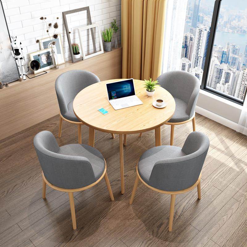 轻奢洽谈餐桌椅组合家用小户型简约北欧接待吃饭奶茶店咖啡厅圆桌