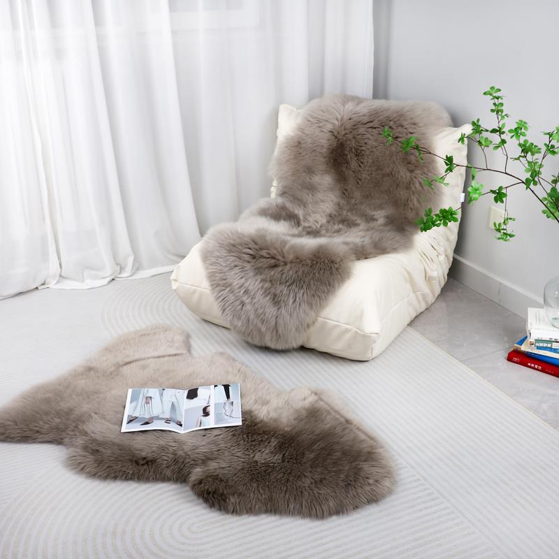 意式极简纯羊毛地毯不规则毛毛虫沙发垫皮毛一体宅寂风毛绒毯地垫