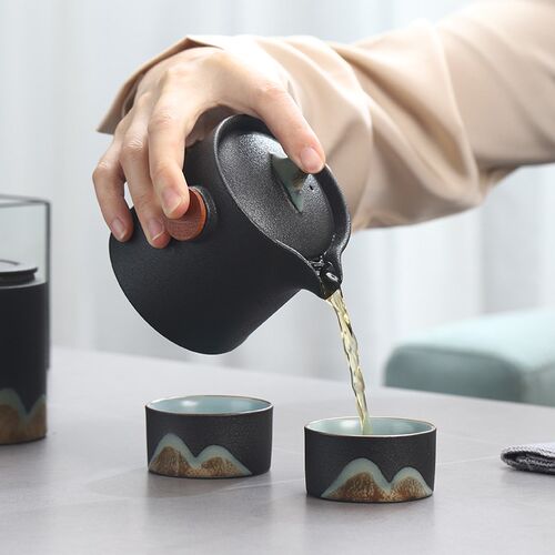 快速发货快客杯一壶二杯便携式包A旅行茶具套装车载随心泡户外装