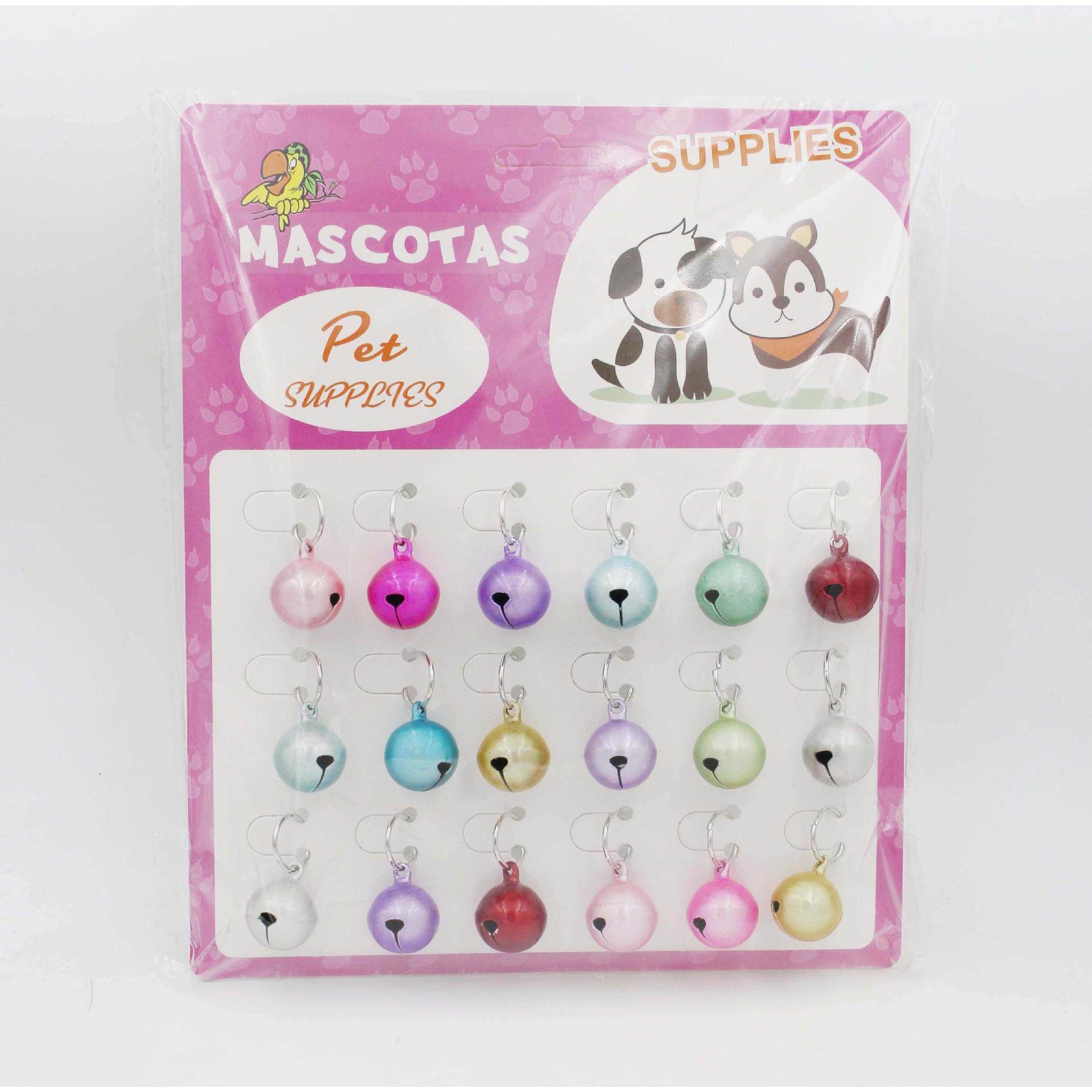 宠物铃铛 卡通铜铃铛 响亮彩色宠物项圈狗铃铛带纸卡套装现货