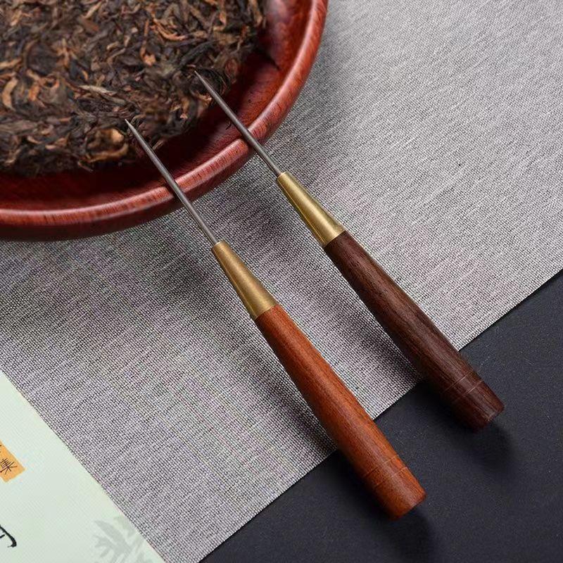檀木单柄尖茶针茶刀长锥度普洱茶刀茶针DIY长柄改锥普洱茶茶具