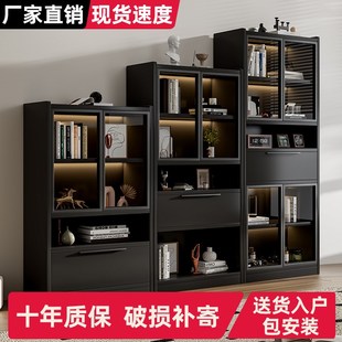 实木书柜客厅家用玻璃门收纳储物柜防尘自由组合柜子置物柜展示柜