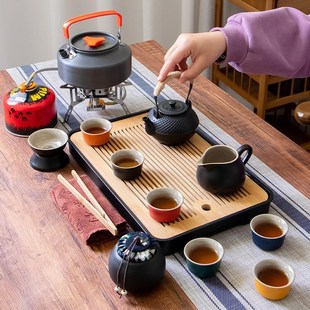 便携式 备 旅行户外茶具套装 带烧水炉野外露营煮茶壶泡茶炉具喝茶装