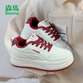 女款 爆款 2026冬季 森马加绒小白鞋 新款 百搭休闲板鞋 厚底二棉鞋 子女