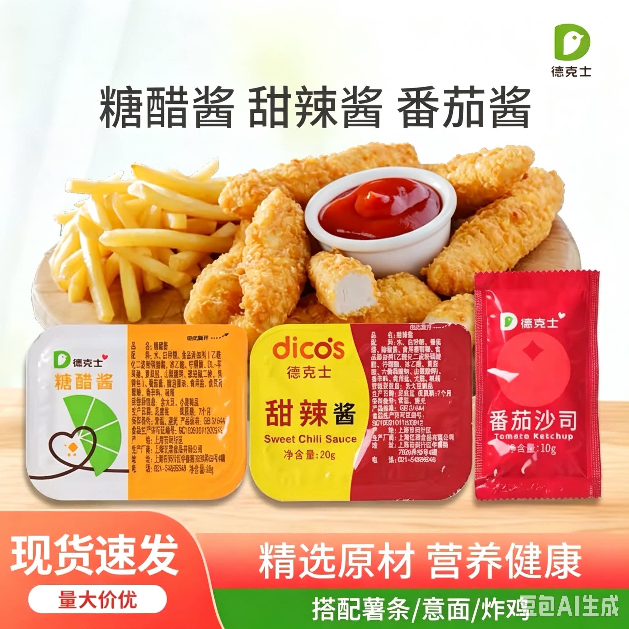 德克士专用糖醋酱、甜辣酱、番茄酱、上校鸡块德克士鸡块蘸酱图片
