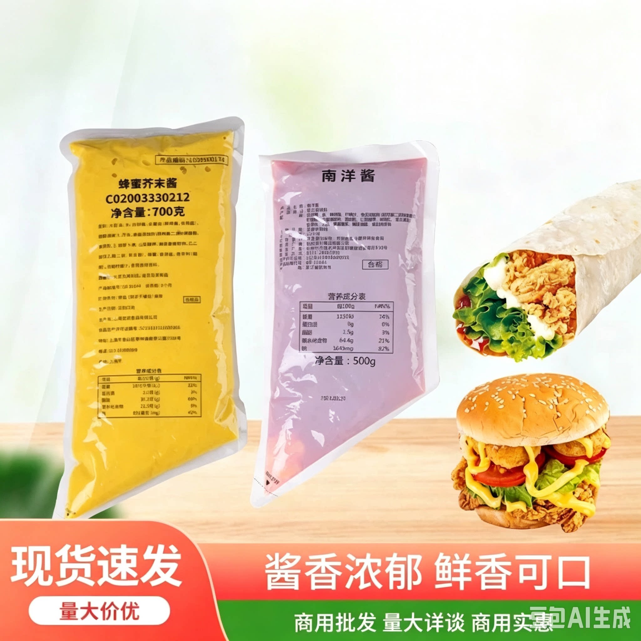 德克士专用南洋酱 蜂蜜芥末酱 同款凤尾沙拉酱 汉堡酱 薯条酱图片