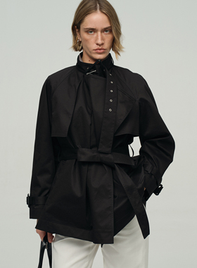 ATELIO·斜纹棉弹斗篷式短风衣