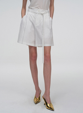 ATELIO · 棉混纺肌理感百慕达短裤
