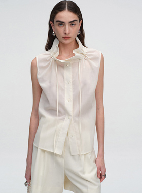 ATELIO · 羊毛混纺抽绳立领无袖上衣