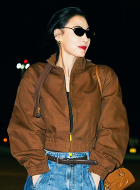 ATELIO·【官方直营】张柏芝同款颗粒棉帆短夹克