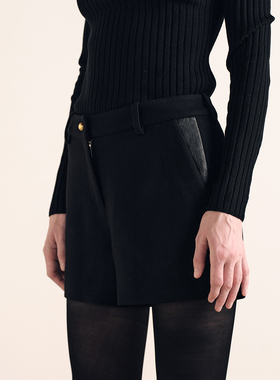 ATELIO·羊毛斜纹肌理高腰短裤
