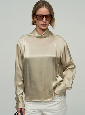 ATELIO·缎面柔韧立领系带上衣