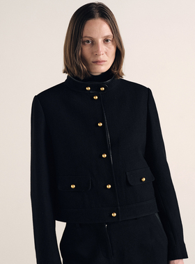 ATELIO·羊毛斜纹肌理立领短夹克外套