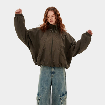 设计感花苞领蝙蝠袖短款外套女