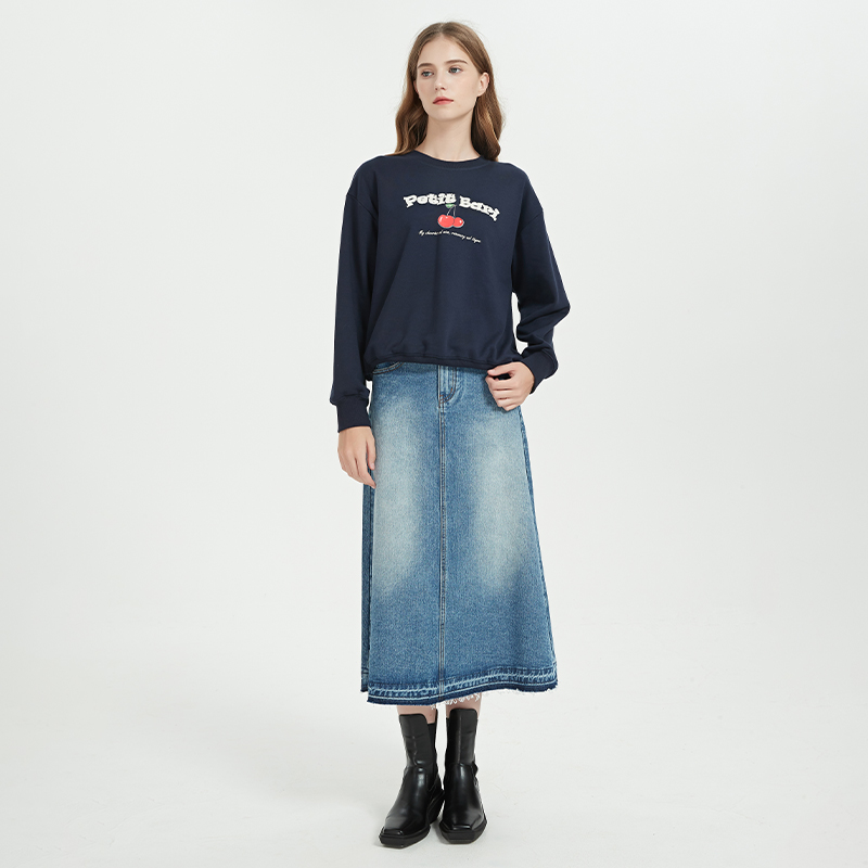 百搭水洗A字版牛仔半身长裙