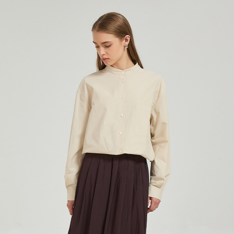 Petit Bari极简纯色可拆卸翻领廓型长袖衬衫女,女装/女士精品,衬衫,淘宝优惠券,粉丝福利购,淘宝优惠卷