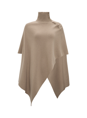 Petit Bari 不规则法式高领绵羊毛斗篷 气质时尚洋气披肩斗篷秋冬