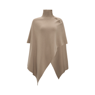 气质时尚 Petit 高领绵羊毛斗篷 不规则法式 洋气披肩斗篷秋冬 Bari