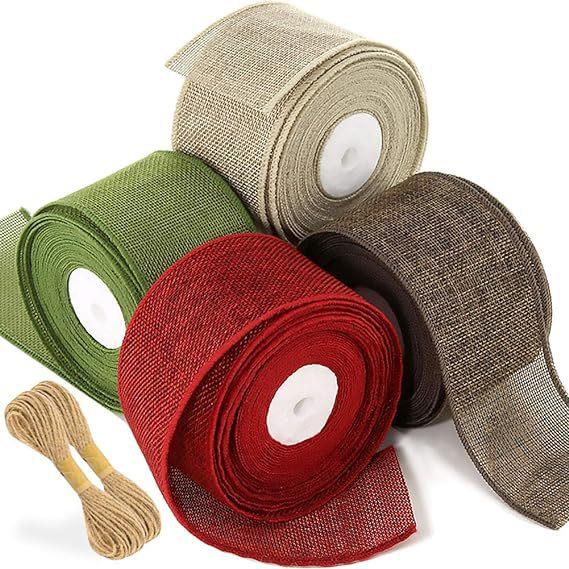 彩色粗麻布织带铁丝边定型麻布卷DIY礼品包装蝴蝶结婚礼装饰绑带