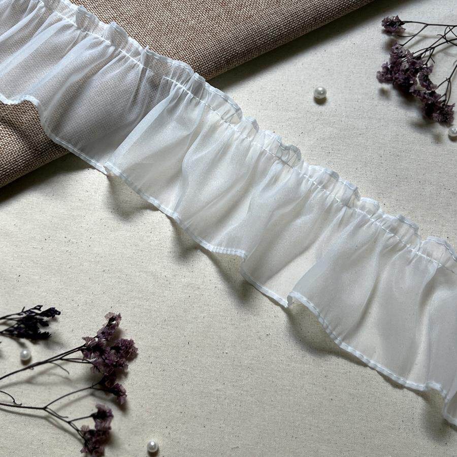 褶皱蕾丝花边辅料荷叶边雪纺宽服装装饰下摆9cm