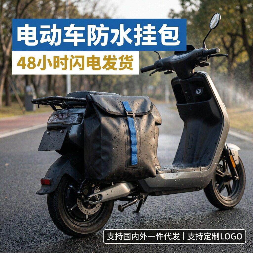 跨境现货防水电动车挂包电车前置收纳包摩托车防水边包通用挂兜
