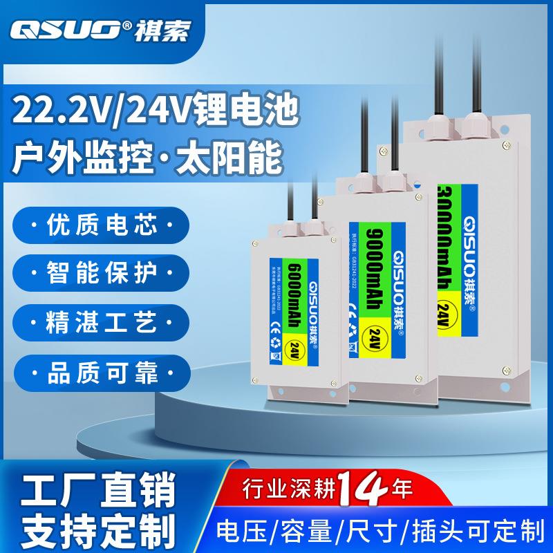祺索24V锂电池22.2V大容量光伏路灯监控户外备用UPS电源磷酸铁锂