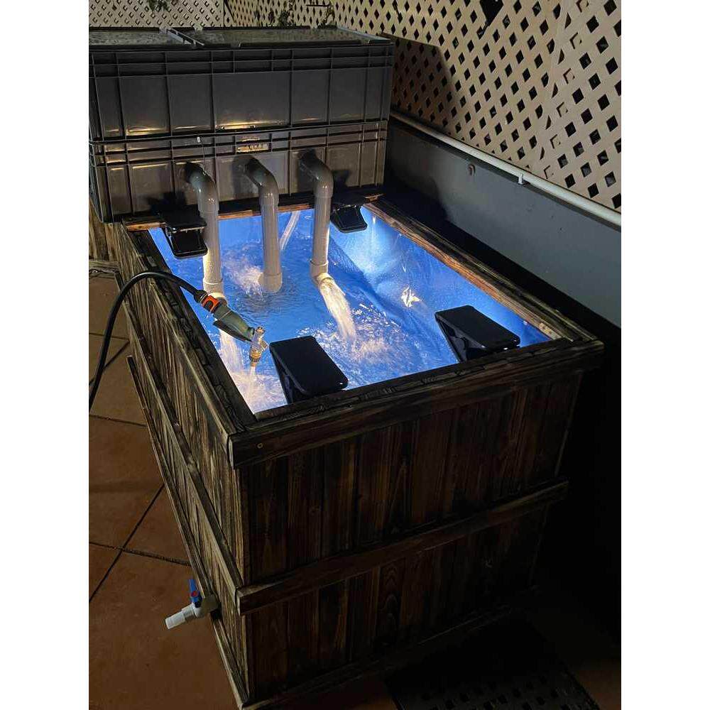 防腐实木帆布防水布鱼池锦鲤养殖专用地缸鱼缸箱户外阳台自建鱼池