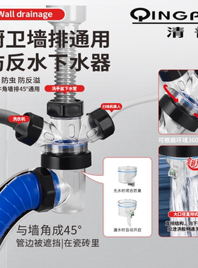 45度墙排下水器旋转万向厨房水槽洗脸盆洗衣机多功能防溢防臭神器