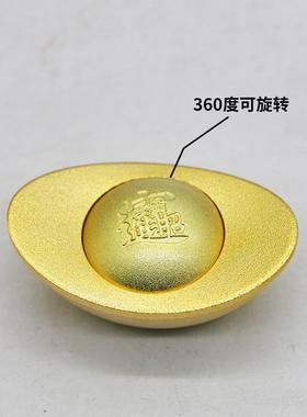 黄铜元宝摆件中式镀金元宝复古风办公室居家小装饰品聚宝盆装饰