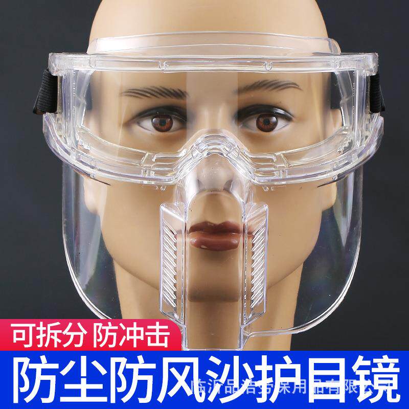 头戴式防护面屏防飞溅冲击打磨喷漆切割护目眼镜防尘面罩防防雾