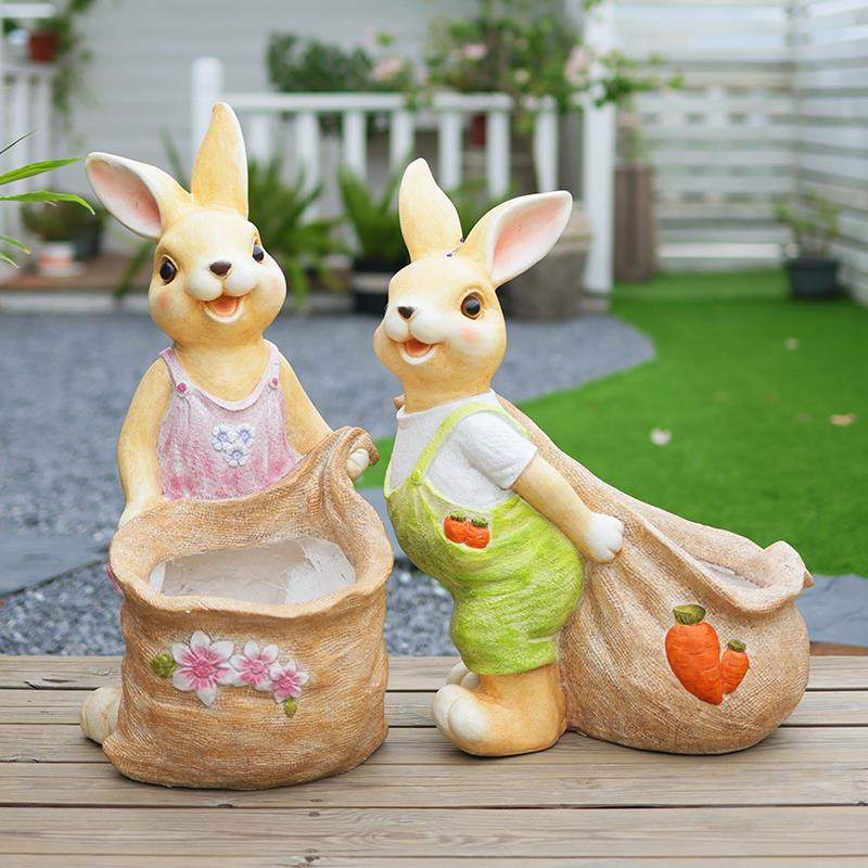 庭院花盆卡通兔子摆件花园幼儿园林景观别墅庭院子户外创意多肉