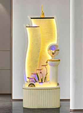 欧式流水摆件循环水鱼缸客厅办公室电视柜旁边加湿器生财轻奢装饰