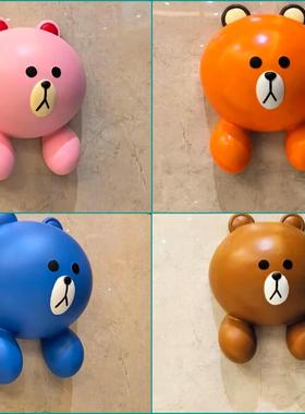 网红卡通布朗熊头雕塑背景墙挂件打卡拍照童装奶茶店门头装饰摆件