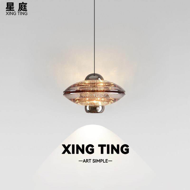 意式极简卧室床头吊灯餐厅吧台现代轻奢过道玄关亚克力北欧吊线灯