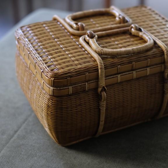 夏梦茶箱竹编提篮便携旅行户外茶具收纳箱纯手工精编大容量茶事包