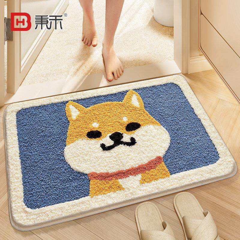 卫生间防滑吸水速干地垫洗手间门口可爱柴犬浴室加厚家用地毯脚垫,居家布艺,家用脚垫,淘宝优惠券,粉丝福利购,淘宝优惠卷