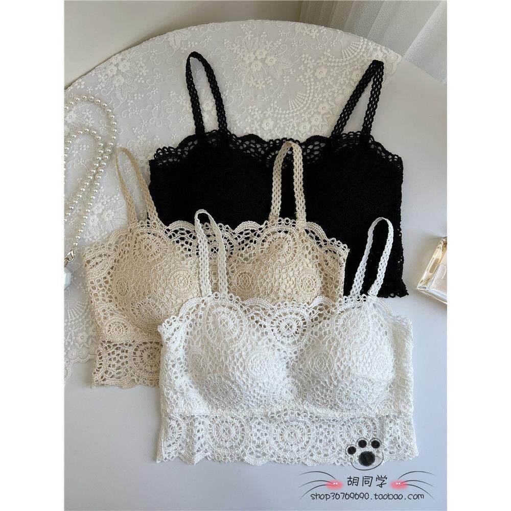 蕾丝防走光打底背心一体胸垫裹胸短款内搭吊带抹胸式聚拢文胸内衣