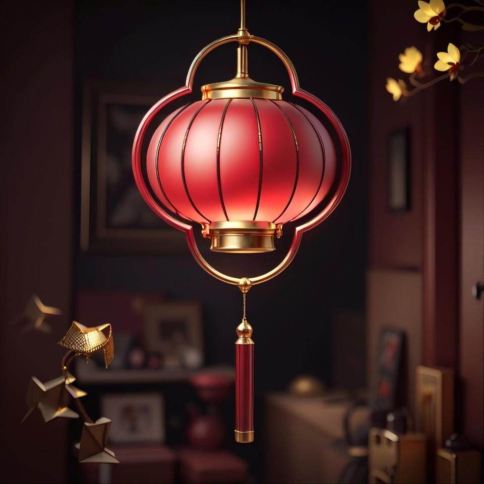 太阳能大门别墅一对全铜结婚中国古风户外阳台红灯笼吊灯2025新款