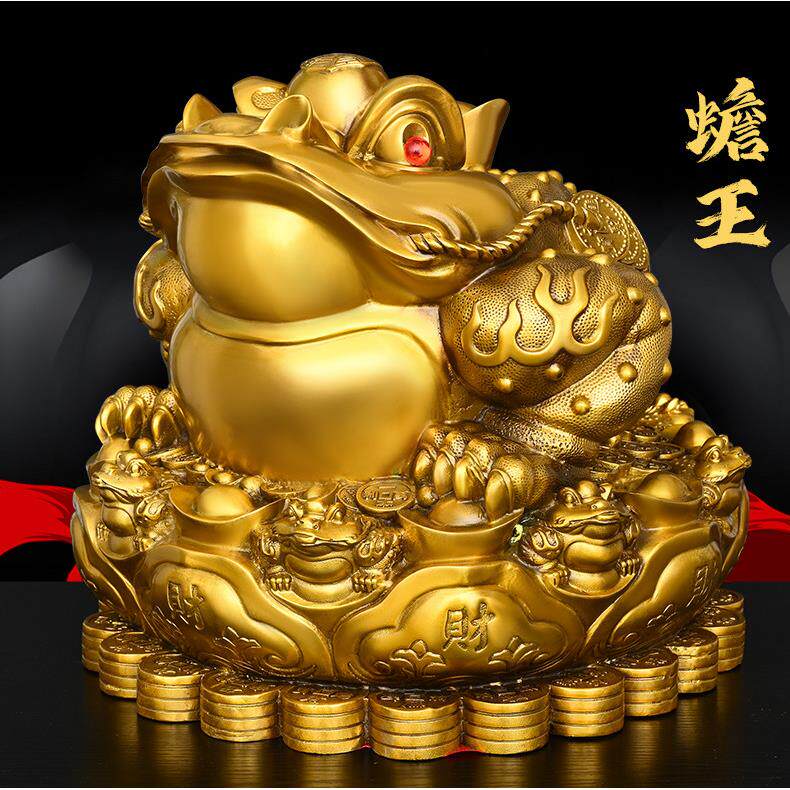 全铜金蟾摆件金钱元宝金蟾三足如意金蝉蟾蜍客厅书房桌面摆件大号