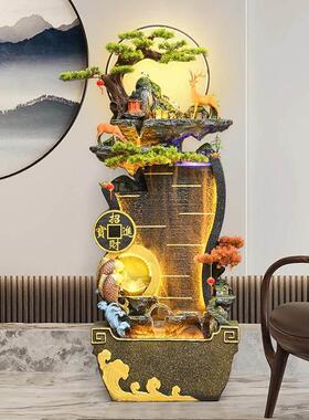 大型假山流水摆件循环水客厅办公室落地风水轮生财聚宝盆高山喷泉