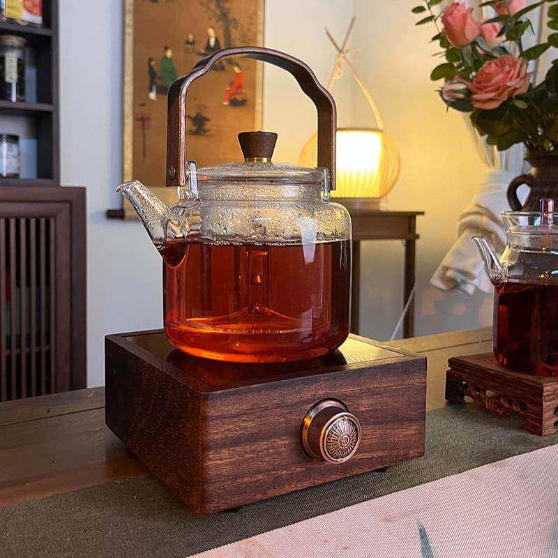 胡桃实木小型黑晶炉1000W黑晶炉煮茶快煮壶烧水炉煮茶炉保温加热