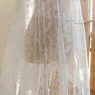 走秀款 浪漫wei美绣花睫毛蕾丝布料 婚纱礼服高档蕾丝面料宽140cm
